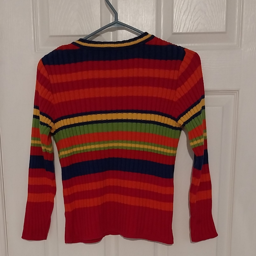 Colorful Striped V-Neck Sweater - Picture 2 of 5